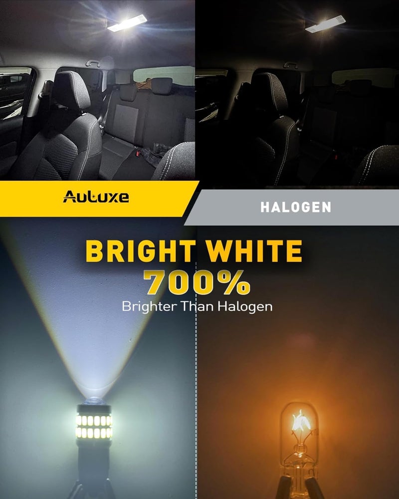 AULUXE 194 LED Bulbs White, 700% Brighter 1:1 Size, 168 2825 W5W T10 Error Free Car Bulbs,with Hollowed-Out Heat Dissipation Design & HD Projection Tech for Dome Map Door Trunk Light,Pack of 2 - Image 5